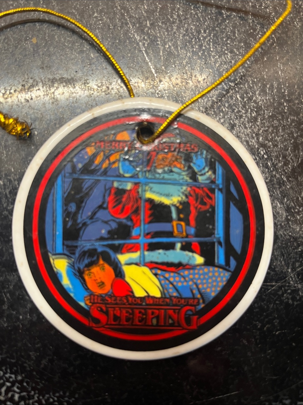 Steven Rhodes Vintage-style Round Holiday Ornament with Sleeping Scene